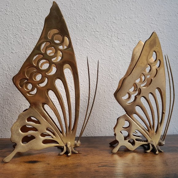 Other - Brass Butterflies- 2 pieces- 7 inch and 9 inch tall- Butterfly- Made in Japan